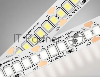 Светодиодная лента Ambrella light GS1402 2835 240Led/ 17W m/ 12V IP20 4500K/ 5000*10*1.2mm (2 конт.)