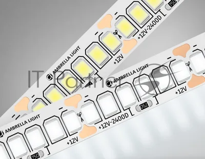 Светодиодная лента Ambrella light GS1502 2835 240Led/ 19.2W m/ 12V IP20 4500K/ 5000*10*1.2mm (2 конт.)