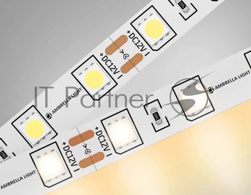 Светодиодная лента Ambrella light GS2001 5050 60Led/ 14.4W m/ 12V IP20 3000K/ 5000*10*1.87mm (2 конт.)