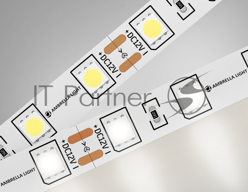 Светодиодная лента Ambrella light GS2002 5050 60Led/ 14.4W m/ 12V IP20 4500K/ 5000*10*1.87mm (2 конт.)