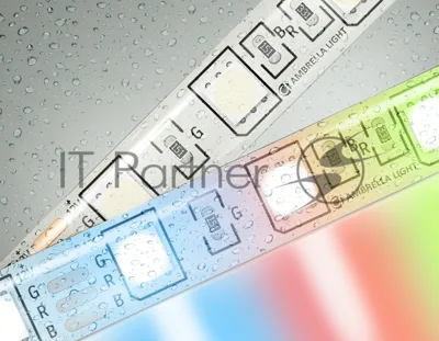 Светодиодная лента Ambrella light GS2302 5050 60Led/ 14.4W m/ 12V IP65 RGB/ 5000*10*2.87mm (4 конт.)