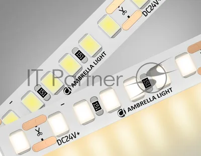 Светодиодная лента Ambrella light GS3201 2835 180Led/ 14.4W m/ 24V IP20 3000K/ 5000*8*1.2mm (2 конт.)