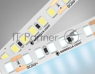 Светодиодная лента Ambrella light GS3213 2835 180Led/ 14.4W m/ 24V IP20 6500K/ 5000*10*1.2mm (2 конт.)