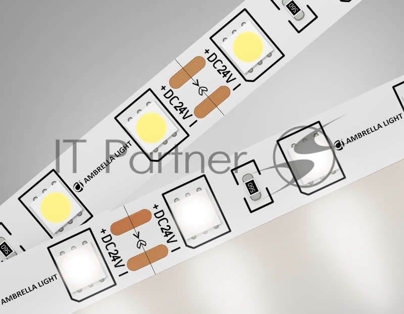 Светодиодная лента Ambrella light GS4002 5050 60Led/ 14.4W m/ 24V IP20 4500K/ 5000*10*1.87mm (2 конт.)