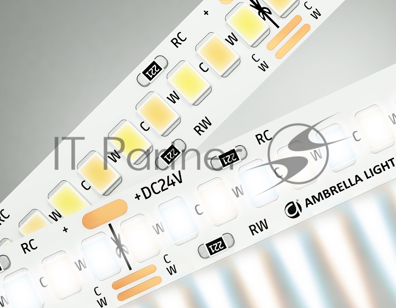 Светодиодная лента Ambrella light GS4151 2835 240Led/ 18W m/ 24V IP20 CCT 3000-6500K/5000*10*1.2mm (3 конт.)