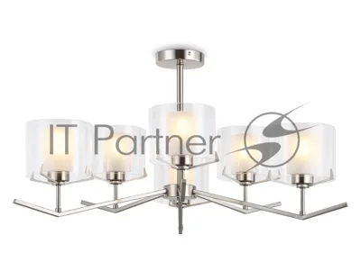 Люстра Ambrella light LH57002/6 SN/FR никель/белый матовый E14/6 max 40W D850*420