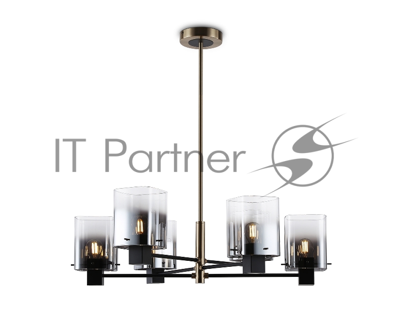 Люстра Ambrella light LH57041/6 BK/DBS/SM черный/темная латунь/дымчатый E14/6 max 40W D690*690