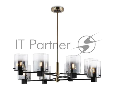 Люстра Ambrella light LH57043/8 BK/DBS/SM черный/темная латунь/дымчатый E14/8 max 40W D830*710