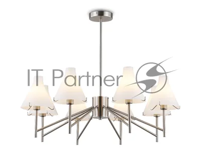 Люстра Ambrella light LH57125/8 SN/FR никель/белый матовый E14/8 max 40W D800*650