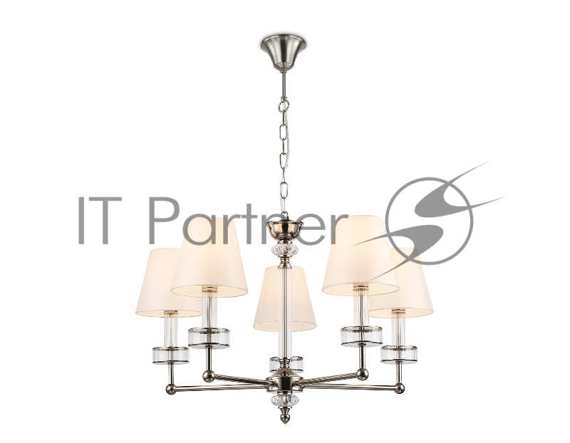 Люстра Ambrella light LH71001/5 BN/WH никель/белый E14*5 max 40W D670*1130