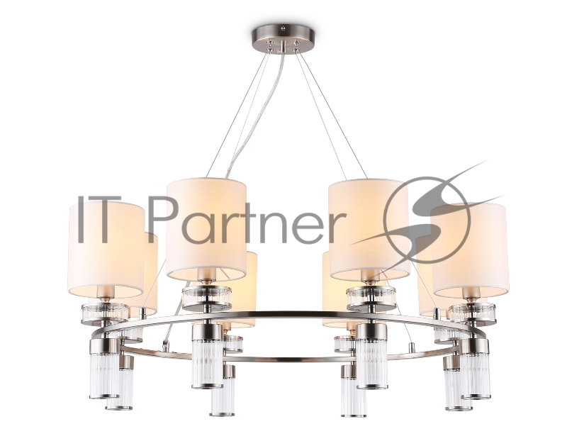 Люстра Ambrella light LH71293/8 SN/WH никель/белый E14/8 max 40W D830*780