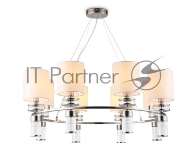 Люстра Ambrella light LH71293/8 SN/WH никель/белый E14/8 max 40W D830*780