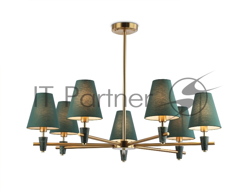 Люстра Ambrella light LH75053/7 BS/GN латунь/зеленый E14*7 max 40W D840*580