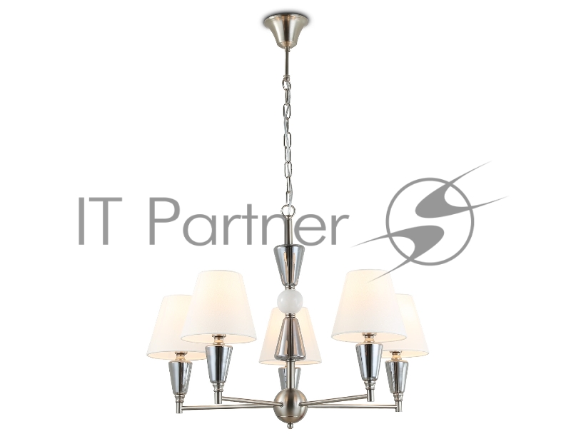 Люстра Ambrella light LH75253/5 SN/FR сатин никель/белый матовый E14*5 max 40W D700*510