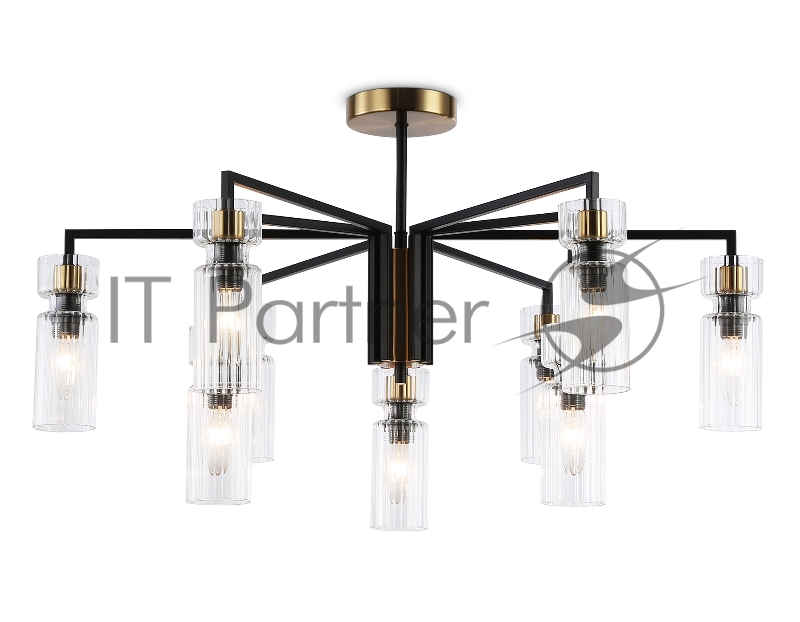 Люстра Ambrella light LH56117/9 BK/BS/CL черный/латунь/прозрачный E14*9 max 40W D765*440