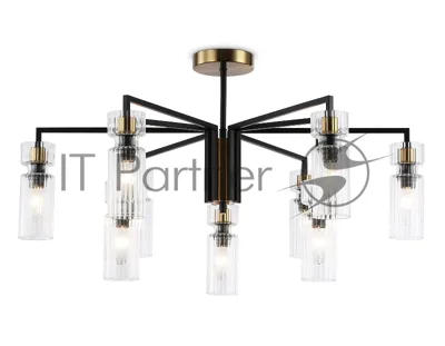 Люстра Ambrella light LH56117/9 BK/BS/CL черный/латунь/прозрачный E14*9 max 40W D765*440
