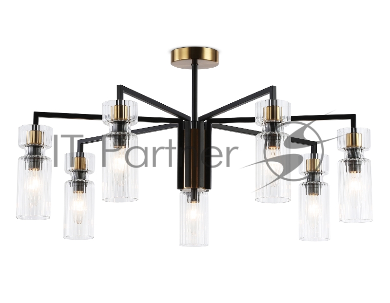Люстра Ambrella light LH56115/7 BK/BS/CL черный/латунь/прозрачный E14*7 max 40W D705*350