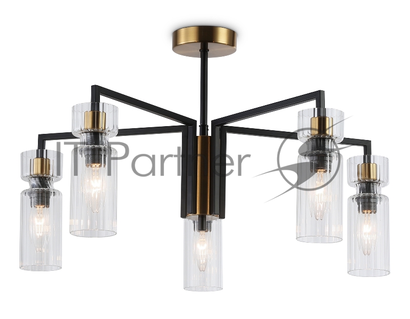 Люстра Ambrella light LH56113/5 BK/BS/CL черный/латунь/прозрачный E14*5 max 40W D605*350