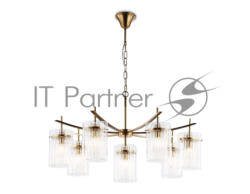 Люстра Ambrella light LH56033/7+1 BS/CL латунь/прозрачный E14*8 max 40W D790*1200