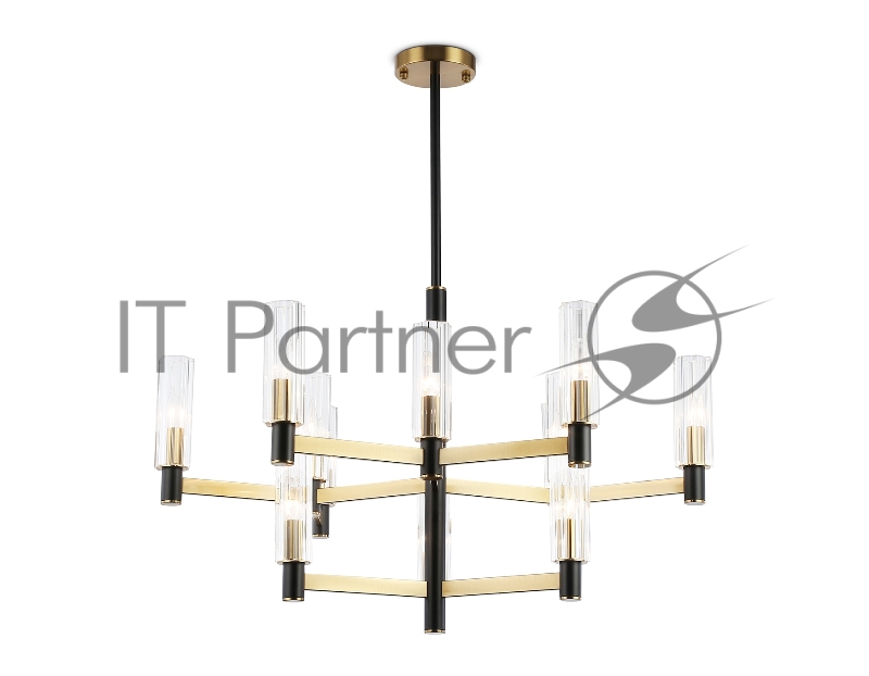 Люстра Ambrella light LH55515/12 BK/BS/CL черный/латунь/прозрачный E14*12 max 40W D860*905