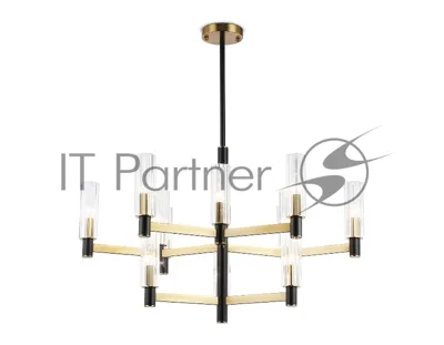 Люстра Ambrella light LH55515/12 BK/BS/CL черный/латунь/прозрачный E14*12 max 40W D860*905