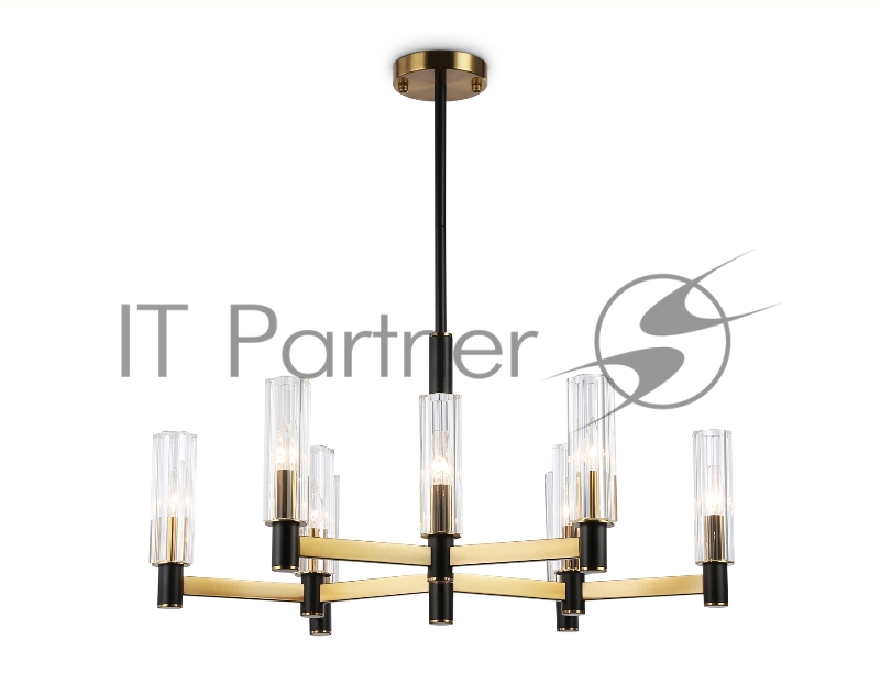 Люстра Ambrella light LH55513/9 BK/BS/CL черный/латунь/прозрачный E14*9 max 40W D760*760