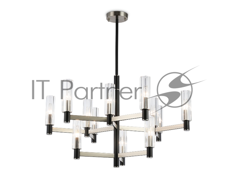Люстра Ambrella light LH55505/12 SN/BK/CL сатин никель/черный/прозрачный E14*12 max 40W D860*905