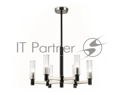 Люстра Ambrella light LH55501/6 SN/BK/CL сатин никель/черный/прозрачный E14*6 max 40W D570*760