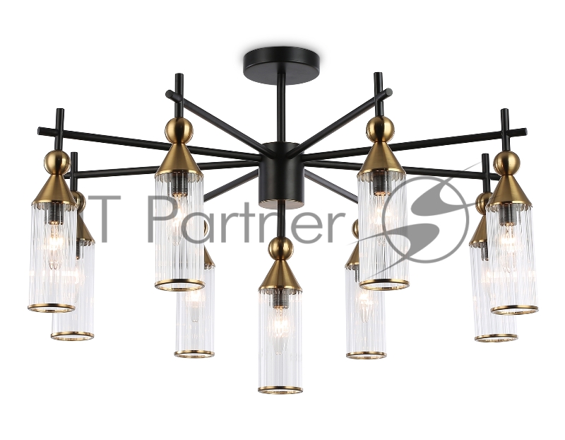 Люстра Ambrella light LH55258/9 BK/BS/CL черный/латунь/прозрачный E14*9 max 40W D770*530