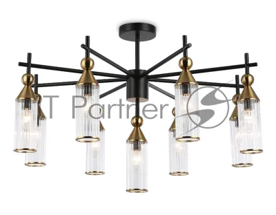 Люстра Ambrella light LH55258/9 BK/BS/CL черный/латунь/прозрачный E14*9 max 40W D770*530