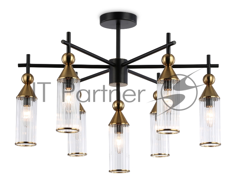 Люстра Ambrella light LH55257/7 BK/BS/CL черный/латунь/прозрачный E14*7 max 40W D640*520