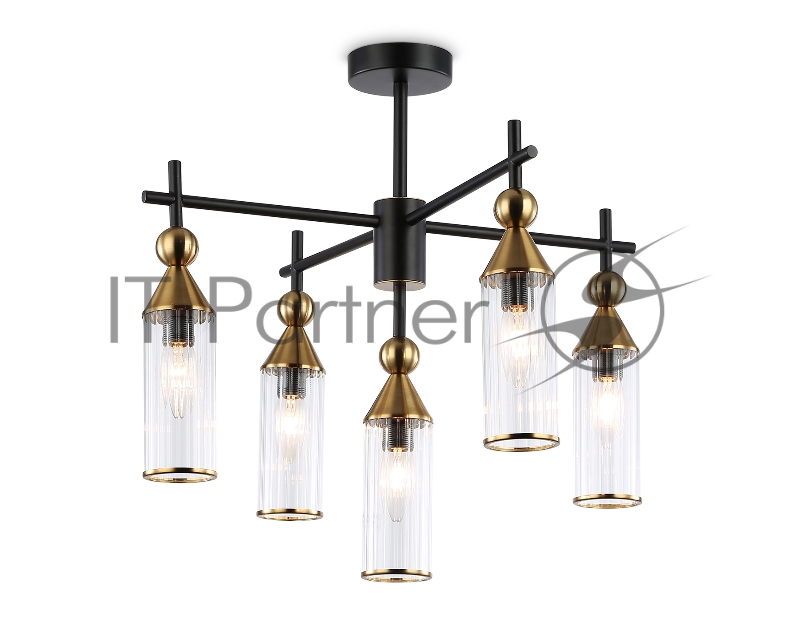 Люстра Ambrella light LH55256/5 BK/BS/CL черный/латунь/прозрачный E14*5 max 40W D520*520