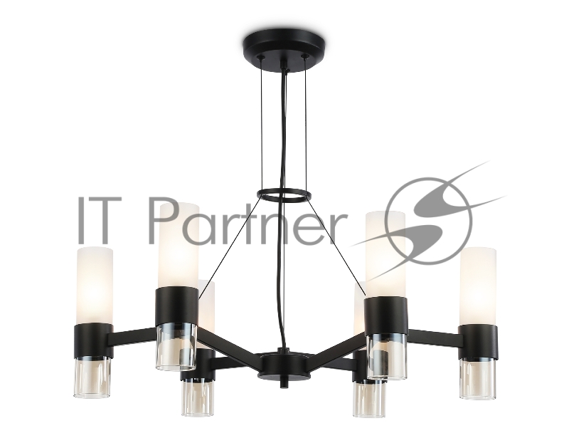 Люстра Ambrella light LH55104/6 BK/FR/TI черный/белый матовый/янтарь E14*6 max 40W D650*1080