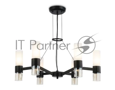 Люстра Ambrella light LH55104/6 BK/FR/TI черный/белый матовый/янтарь E14*6 max 40W D650*1080