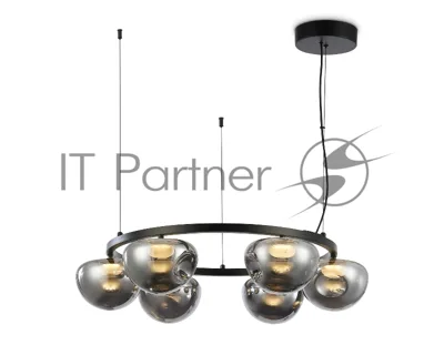 Подвесной светодиодный светильник Ambrella light LH12003/6 BK/GD/SM черный/золото/дымчатый 36W 3000K D760*175