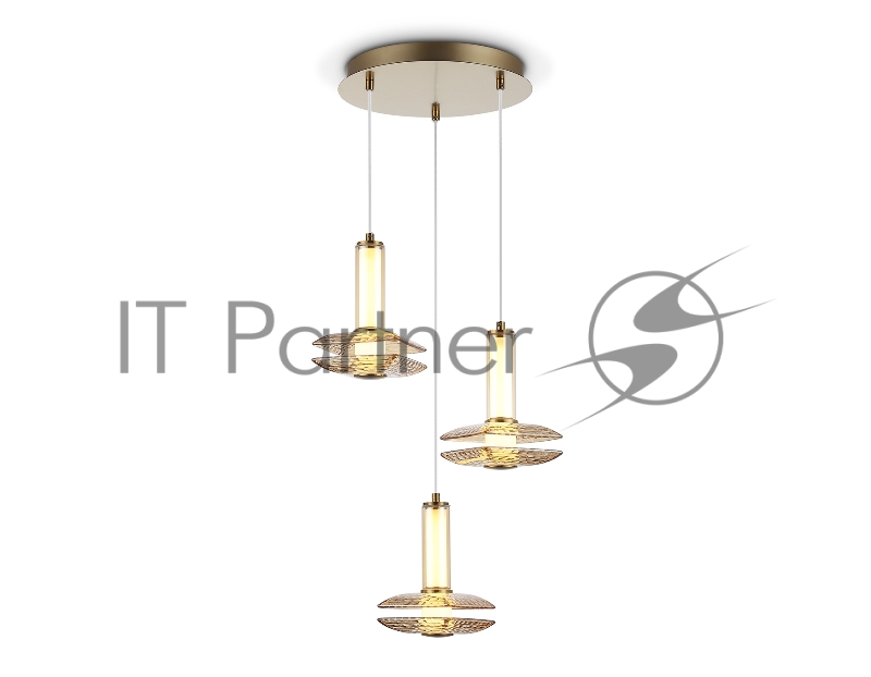 Подвесной светодиодный светильник Ambrella light LH31011/3 BS/TI латунь/янтарь 35W 3000K D450*1790