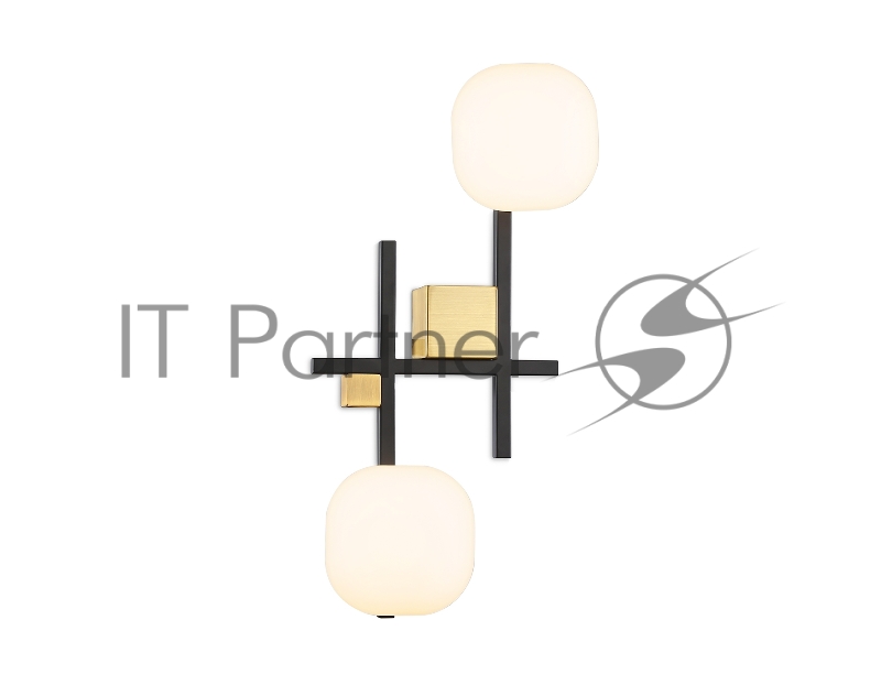 Настенный светильник Ambrella light LH51019/2 BK/BS/FR черный/латунь/белый матовый G9*2 max 28W 230*170*480
