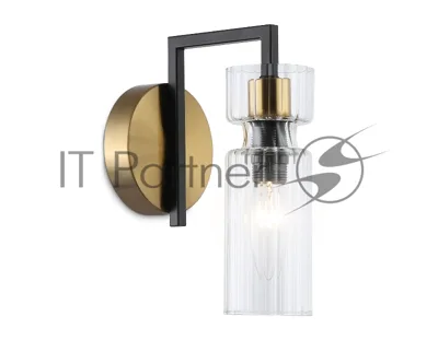 Настенный светильник Ambrella light LH56119 BK/BS/CL черный/латунь/прозрачный E14 max 40W 150*100*210