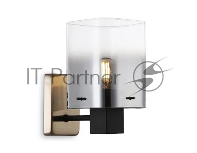 Настенный светильник Ambrella light LH57045 BK/DBS/SM черный/темная латунь/дымчатый E14 max 40W 195*110*185