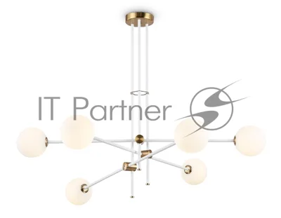 Светитльник Ambrella Light TR2521/6 WH/BS белый/латунь G9/6 max 10W D970*750