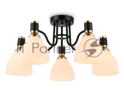 Светильник Ambrella light TR303307/5 BK/GD/FR черный/золото/белый матовый E27*5 max 60W D600*270