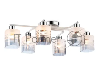 Светильник Ambrella light TR303207/6 WH/CH/SM/FR белый/хром/дымчатый/белый матовый E27*6 max 60W 710*400*200