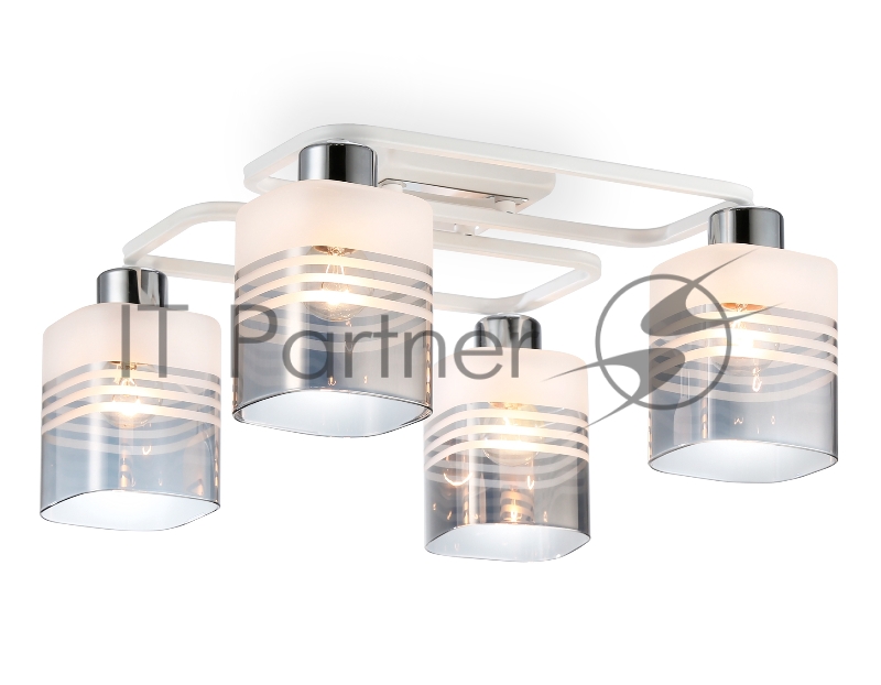 Светильник Ambrella light TR303205/4 WH/CH/SM/FR белый/хром/дымчатый/белый матовый E27*4 max 60W 370*370*200