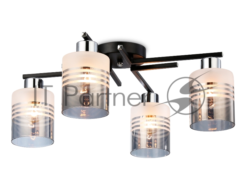 Светильник Ambrella light TR303212/4 BK/CH/SM/FR черный/хром/дымчатый/белый матовый E27*4 max 60W D515*200