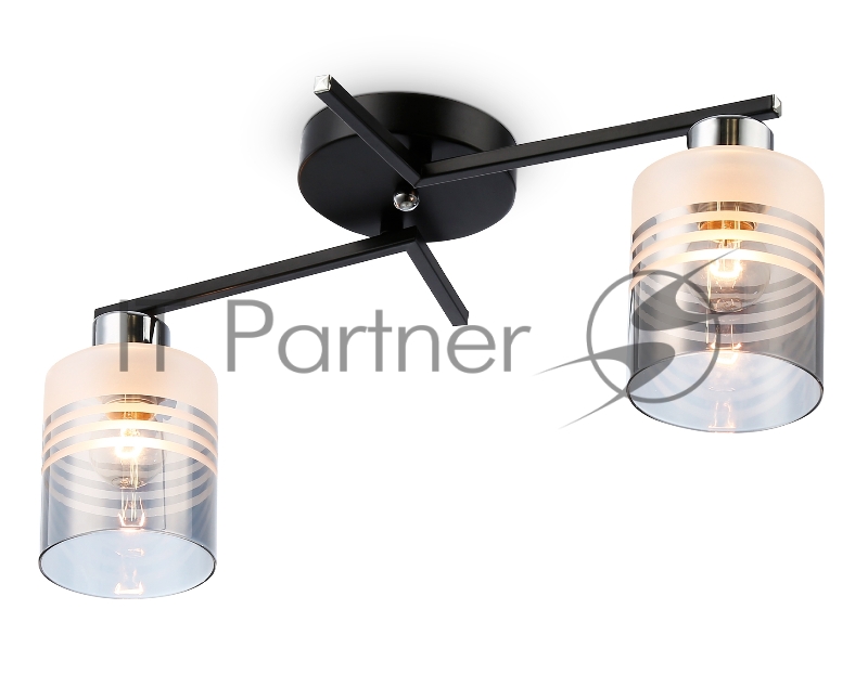 Светильник Ambrella light TR303211/2 BK/CH/SM/FR черный/хром/дымчатый/белый матовый E27*2 max 60W 500*170*200