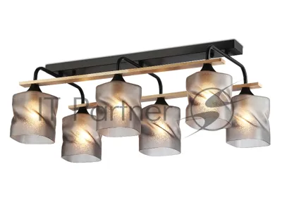 Светильник Ambrella light TR3033250/6 BK/WD черный/дерево E27/6 max 60W 580*340*245