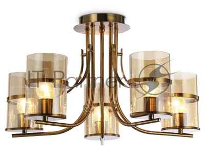 Светильник Ambrella light TR3222/5 GD/TI золото/янтарь E27*5 max 40W D540*300