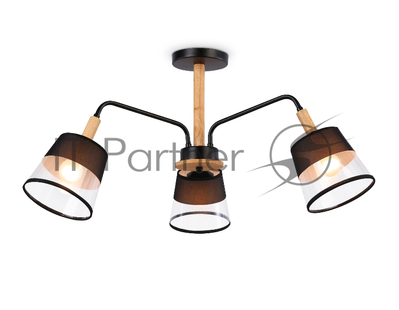 Светильник Ambrella light TR4740/3 BK/LW черный/светлое дерево E27/3 max 40W D760*350