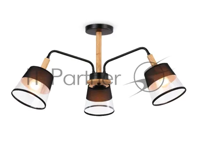 Светильник Ambrella light TR4740/3 BK/LW черный/светлое дерево E27/3 max 40W D760*350