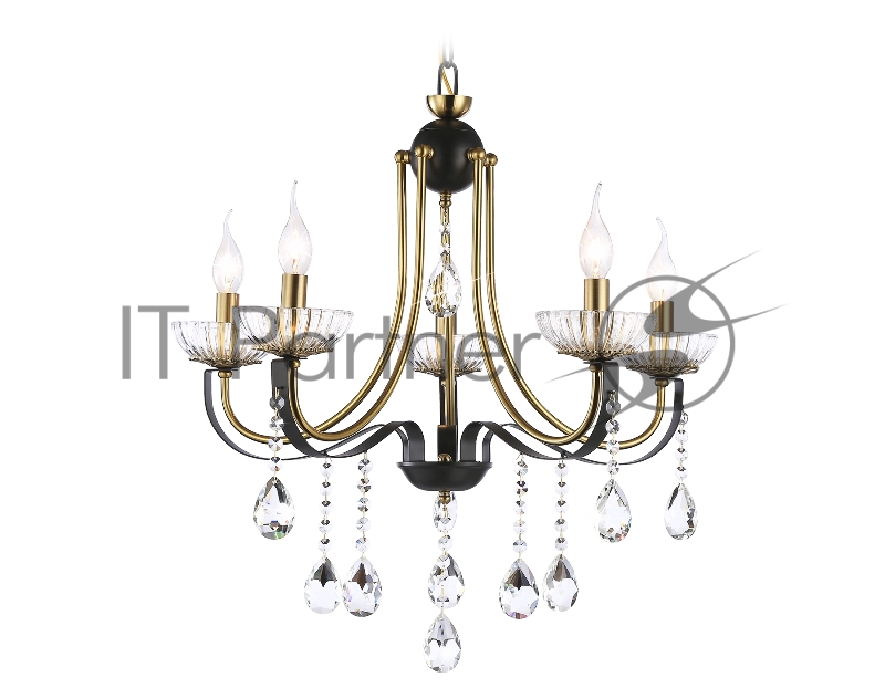 Светильник Ambrella light TR4952/5 BK/GD/CL черный/золото/прозрачный E14*5 max 40W D620*670